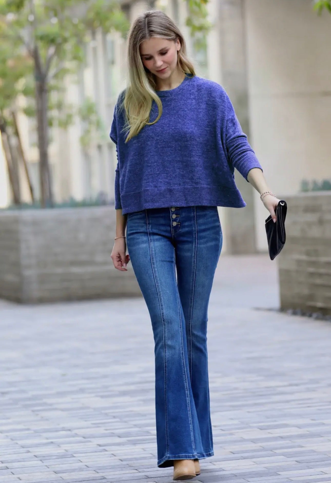 Brushed Melange Hacci Dolman Sleeve Sweater