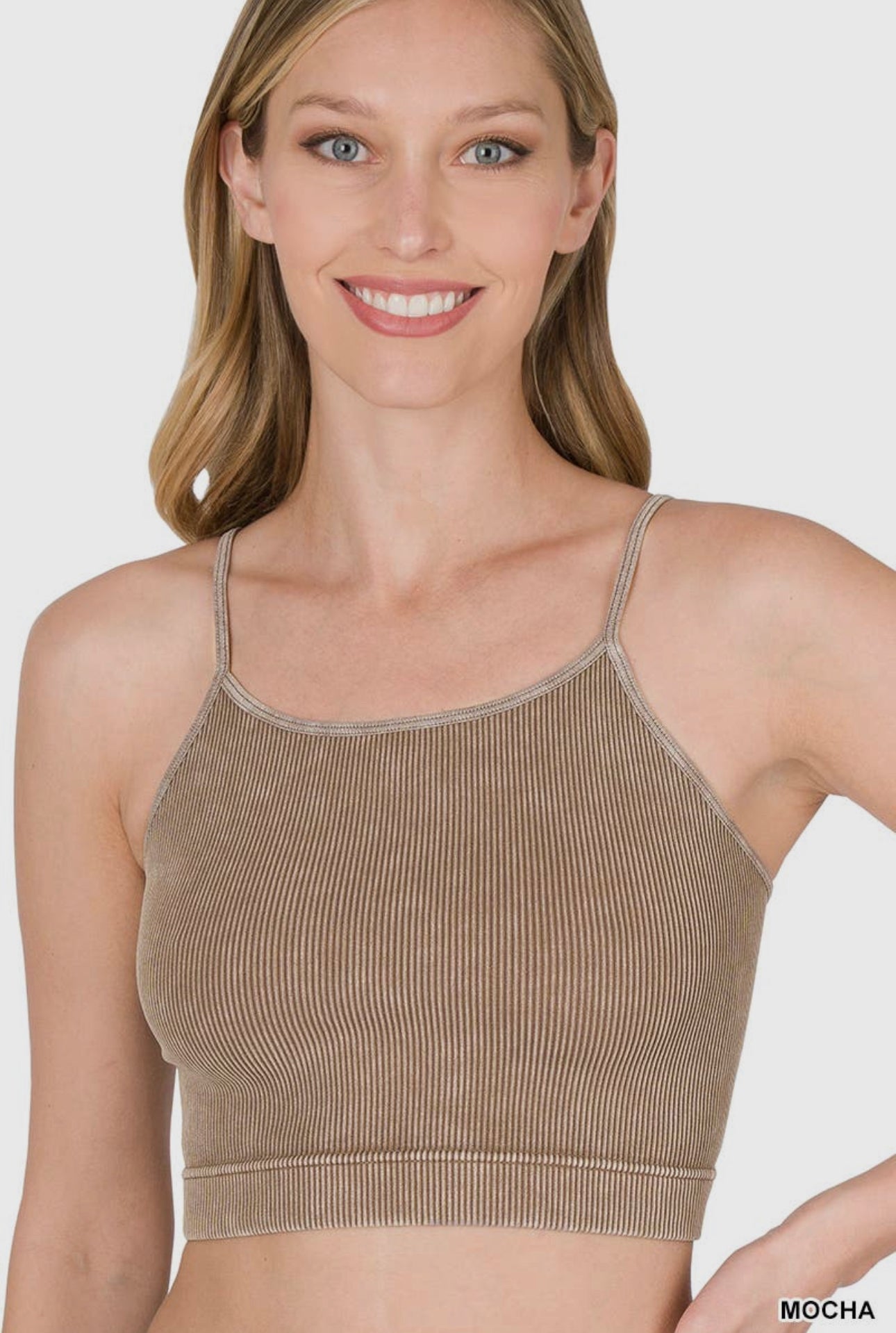 Washed Ribbed Seamless Cropped Cami Top