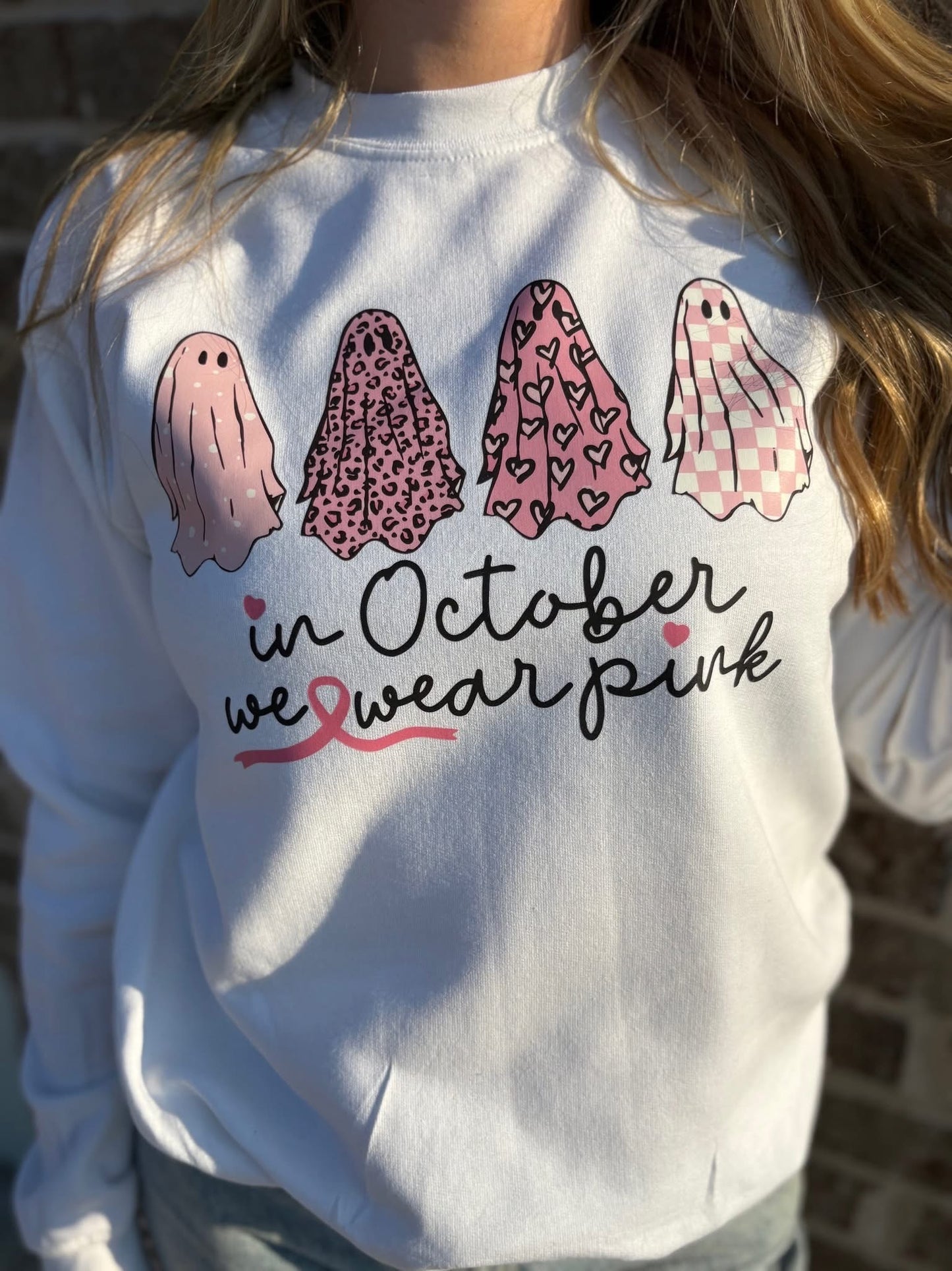 In October We Wear Pink Ghost Swaeshirt