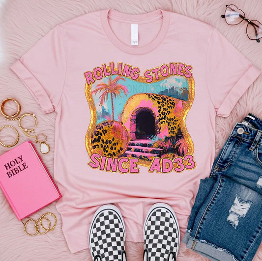 Rolling Stones Since AD33 Faux Glitter-Shirt