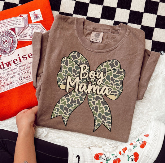 Boy Mama Camo Bow-Shirt