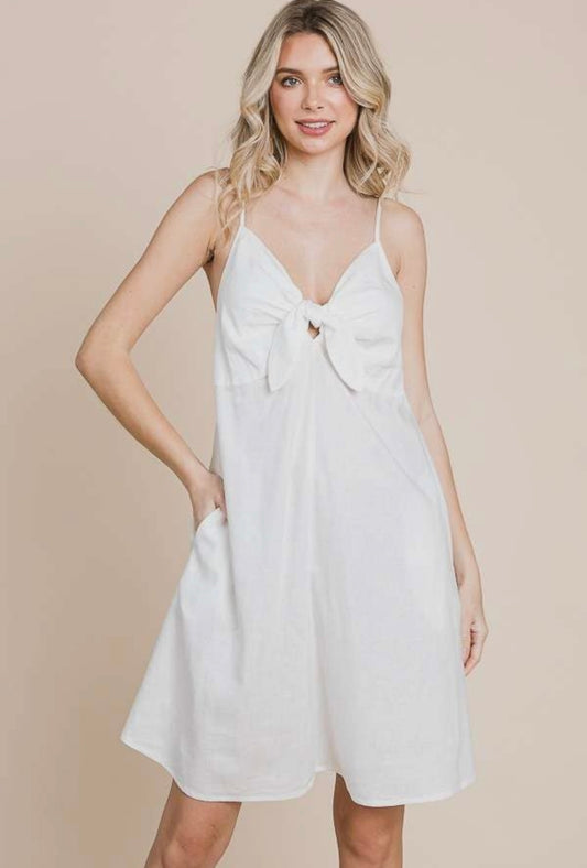 Tie Knot Cami Mini Linen Dress