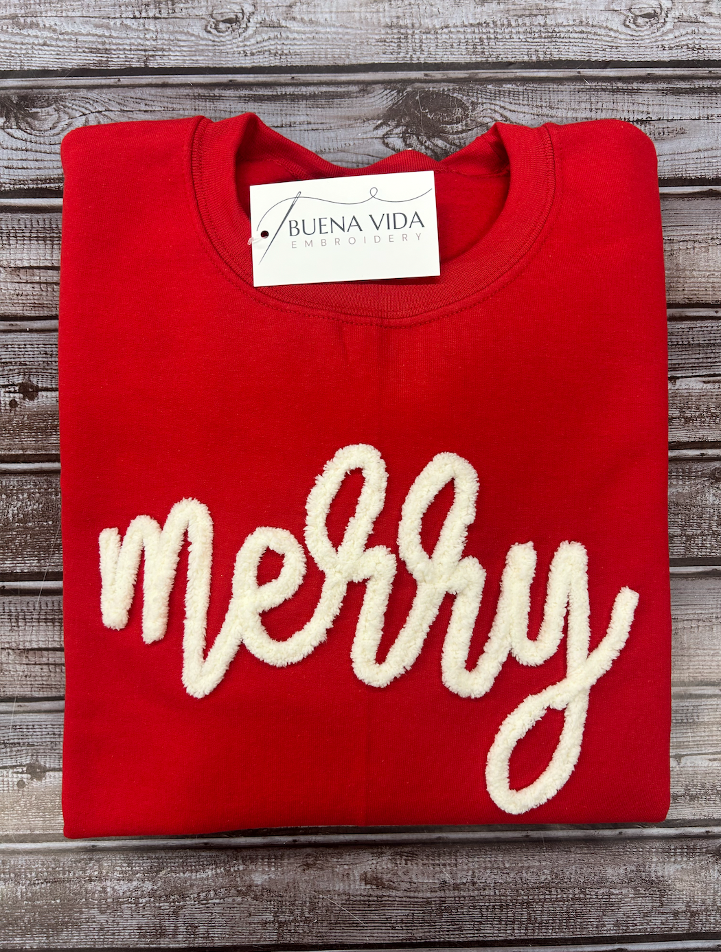 🎄 Merry Chenille Embroidered Christmas Sweatshirt