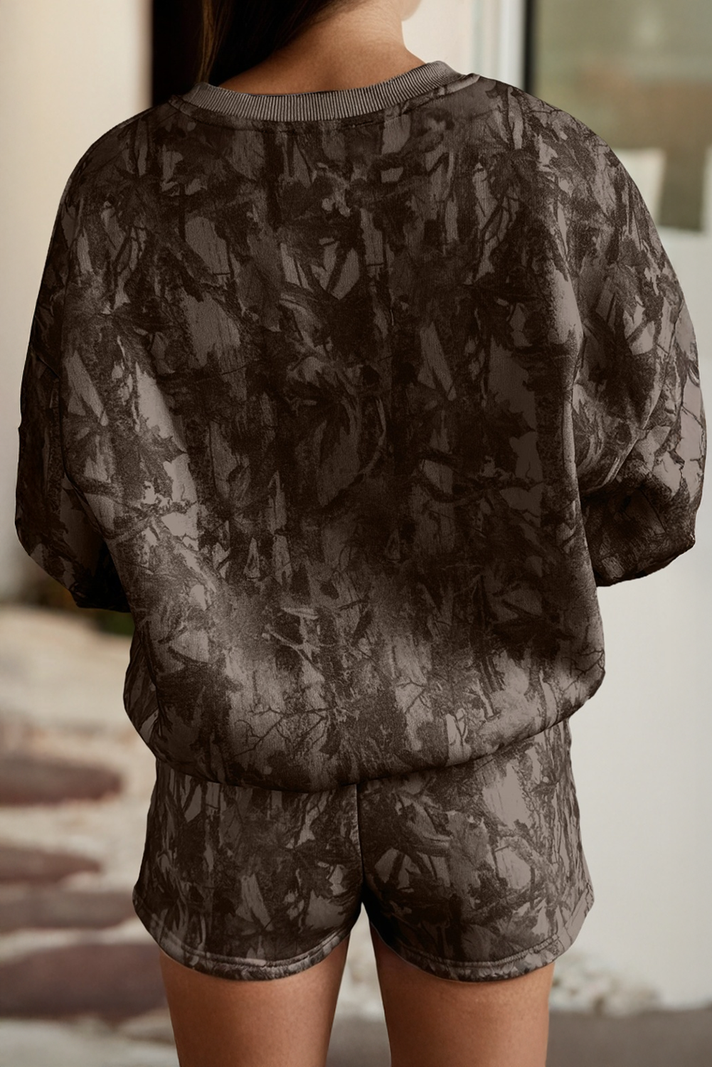 LDC Abstract Round Neck Two piece Camo Girl Set