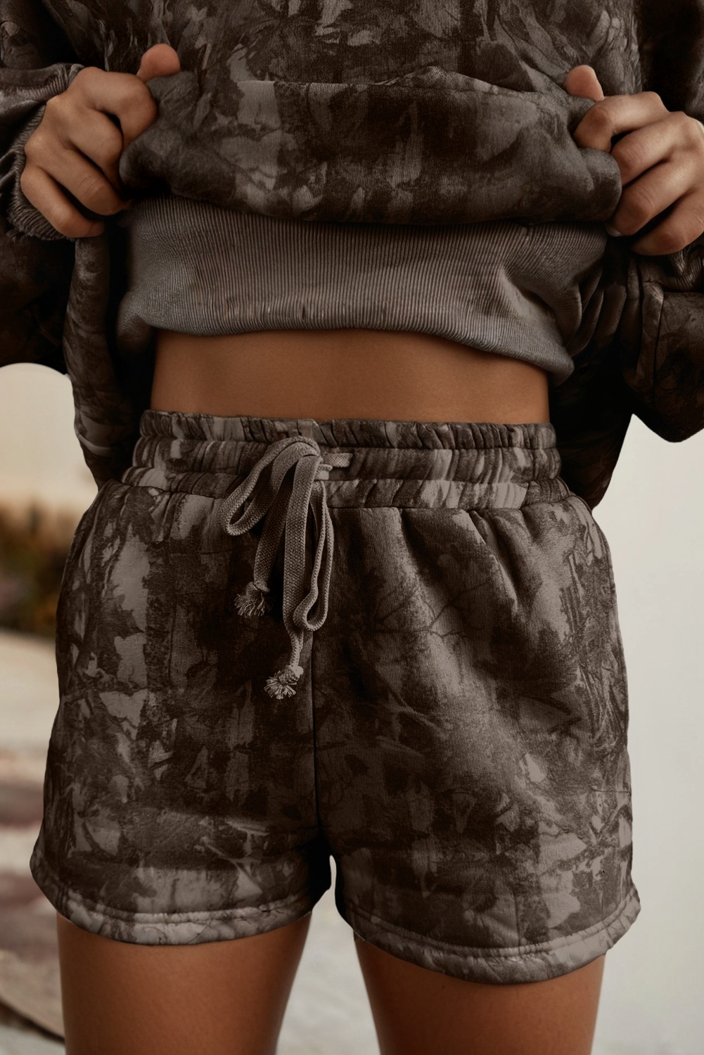 LDC Abstract Round Neck Two piece Camo Girl Set